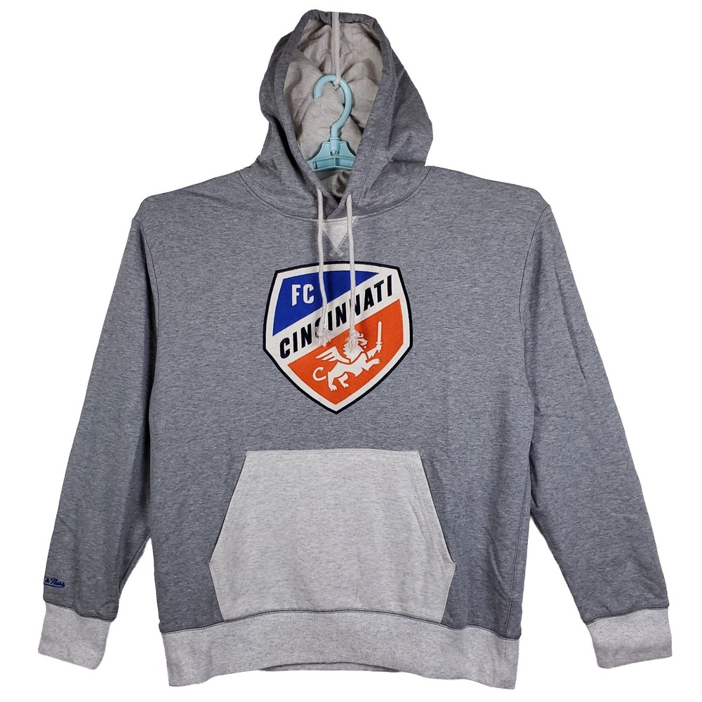 Cincinnati FC Mitchell & Ness MLS Large Hoodie Cut & Sew Embroidery Art Gray NWT